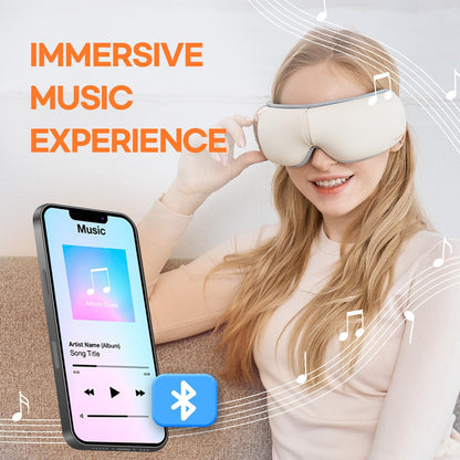 Hubicare Eye Massager - Heat, Vibration & Music for Stress Relief, Dark Circle Reduction, and Enhanced Sleep - Perfect Gift for Men & Women (Ivory)