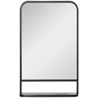 Square Wall Mirror with Shelf, 86x53 cm Modern Mirrors for Living Room, Bedroom